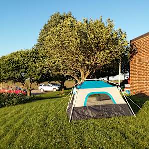 View from the other side - not as pretty, but you don't have to carry your stuff far at all! You can even leave most of it in the car!