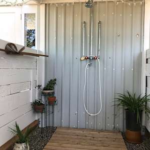 Inside the outdoor shower