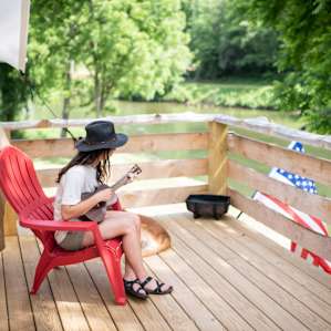 Enjoying some shade on the front deck.