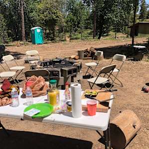 Cooking over campfire