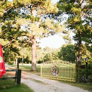 The yellow welcome gate you will see when entering the property.