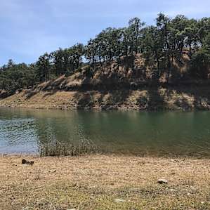 3-5 minute walk from the property to the lake edge. Privatish cove. On the weekends boaters will park in there with their music so don’t expect serenity. But it’s still a great spot.