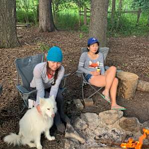 Chilling by the campfire with Juniper!
