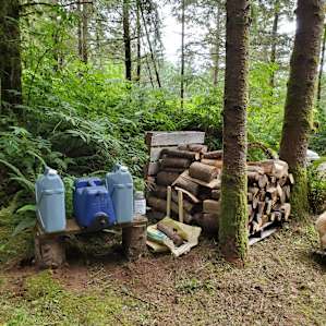Potable water and wood station. The garbage bin is also located here.