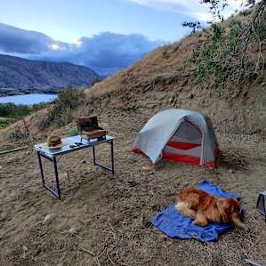 A bit dusty at times. Campsite 2 was on grass but tucked back a bit further. This campsite 2.5 had better views but you'll have to deal with kicking up dirt/dust. Also the bat/bird deterrent is really noisey here. Check out my review for more info on that.