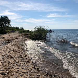 Looking south on Cross Village Beach, 5-min walk from campsites