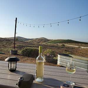 View from the porch with a bottle of sangria from the host!