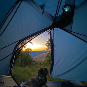 Tent platform overlooking Mt Adams