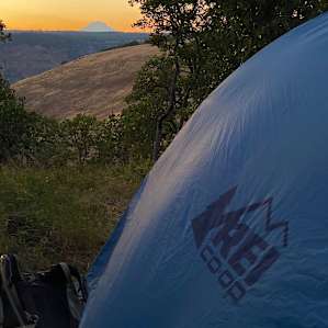 Tent platform overlooking Mt Adams