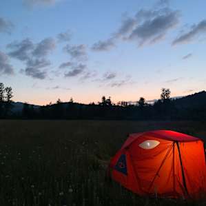 Camp by the pond