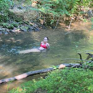 Creek next to site to relax in during the hot day
