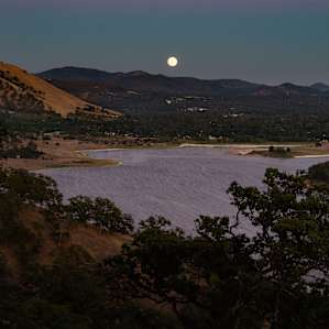 Full eclipsing moon rising as seen from our campsite.