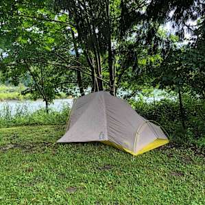 Tent setup at river spot