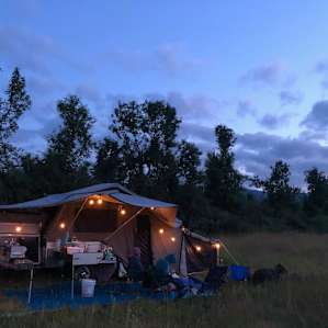 Camp by the pond