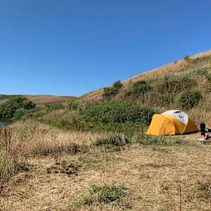 Beautiful private spot with the river just there and cows in the distance. Great views, a million miles away from the city.