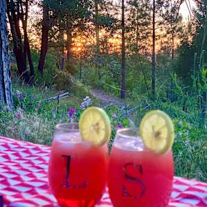 Sunset right in front of the trailer, enjoying cocktail with the view!