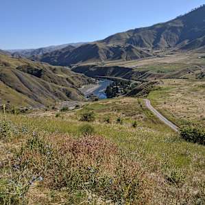 Morning hike on 7U's walking trail (map was provided by 7U) over looking the Salmon River into Lucile, ID.