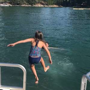 Pontoon boat rental at Bass Lake - perfect afternoon on the water with the kids