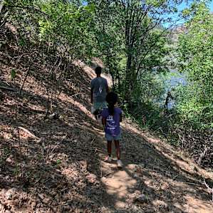 Path to walk to the other swimming hole. T