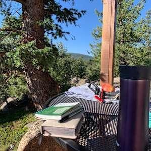 Deck with hummingbirds