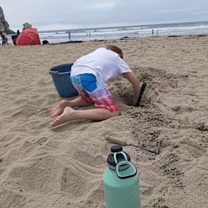 Morro Rock beach and digging a hole.