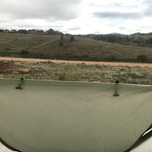 view towards the stream from the tent