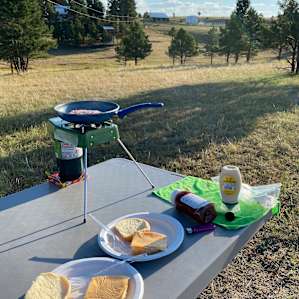 Breakfast at our campsite