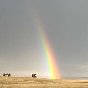 Saw a stunningly bright rainbow on the way in our second night.