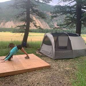 We brought an insanely big tent so it was too big for the tent platform but luckily their campsites are large. We ended up using it as our yoga floor lol.