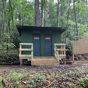Private access to an air-conditioned full bathroom. The one for Hammock Haven is the one on the left.