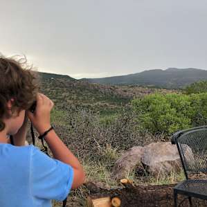 From the seating area above the campsite.