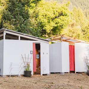 Each tent gets it's own shower, toilet, and sink so no worries about sharing.