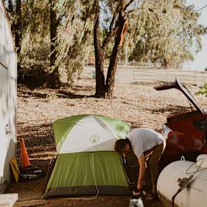 perfect spot for a tent! On a slight incline, but still works!!