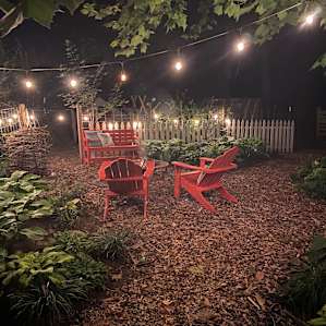 Private fire area with romantic lights.