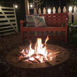 Private fire area outside of shed