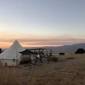 our campsite as the sun sets