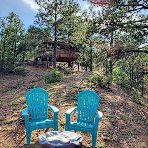 Nice view of the treehouse from the firepit area.