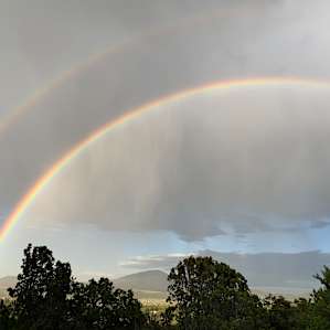 A beautiful double rainbow after a short rain shower in the early evening.