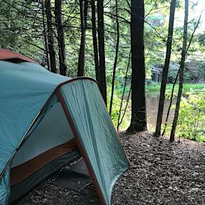 Our tent, the pond