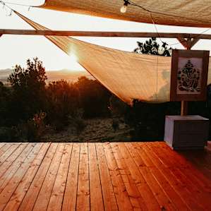 yoga platform at sunrise