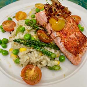King salmon and risotto