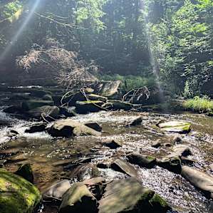 Nearby stream and waterfalls