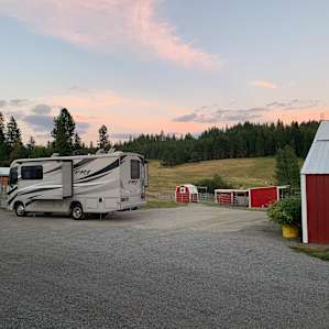 Plenty of space for our 25' RV overlooking the grazing alpaca.