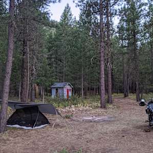 Very well appointed outhouse in the distance.
