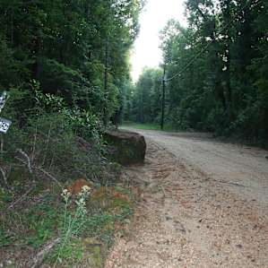 Old railroad crossing sign on the way in
