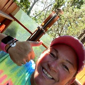 Me giving a thumbs up about how awesome the shower is. Hot water and very private.