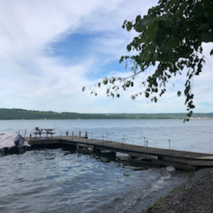 Lakeside beach and dock