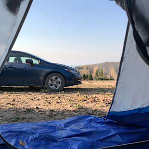 We used the car to block some of the wind, but not all the views!