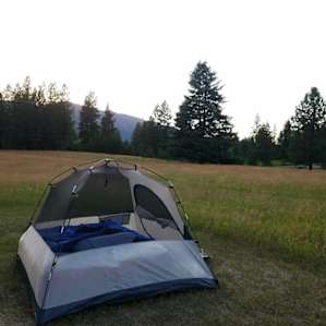 Our tent site, no rain fly needed in July 2020.