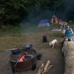 Making dinner and tent set-up